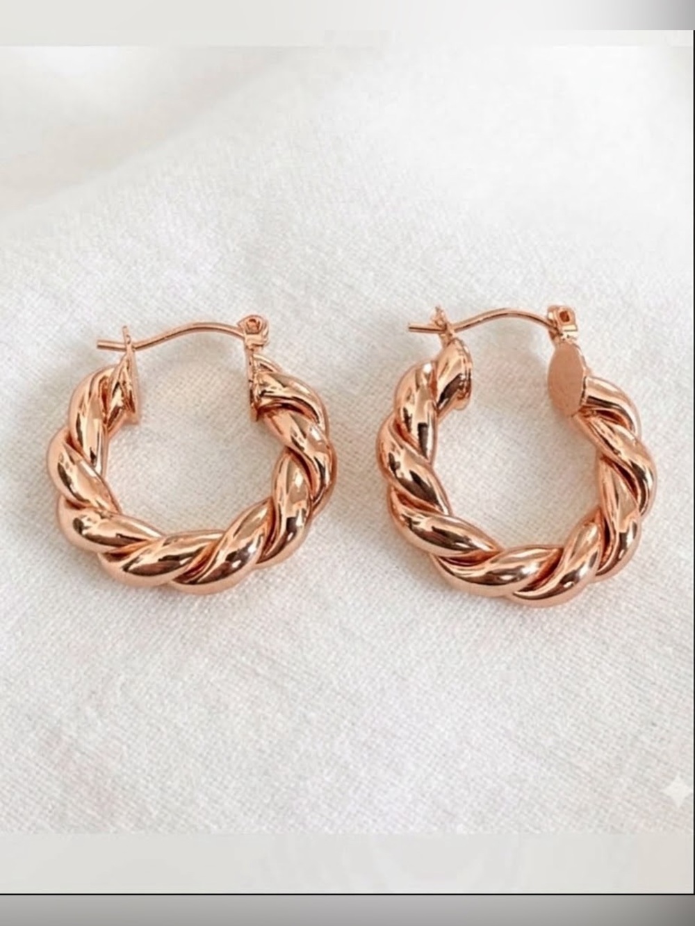 14k-gold-plated Rose Gold women’s 25mm hoop earrings hypoallergenic - CLEARANCE! - Picture 2 of 4